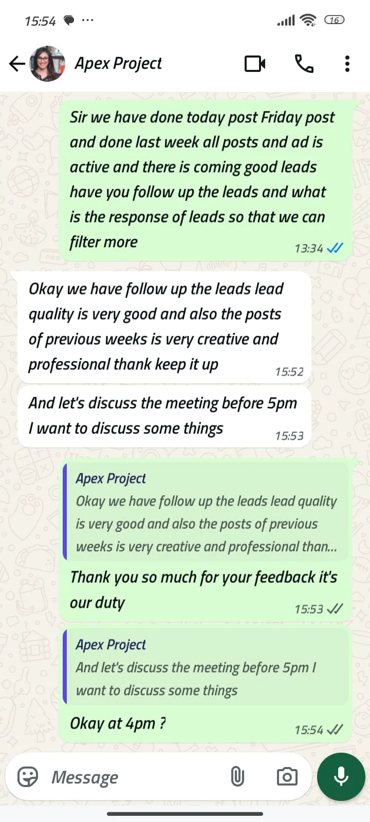 Client feedback screenshot 2
