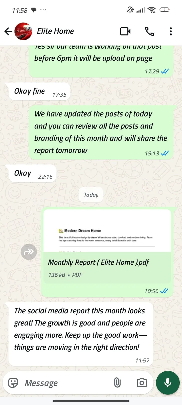 Client feedback screenshot 4