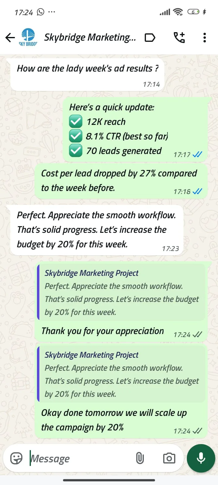 Client feedback screenshot 9