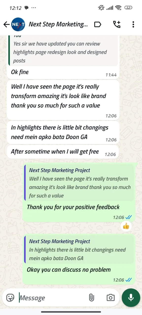 Client feedback screenshot 10